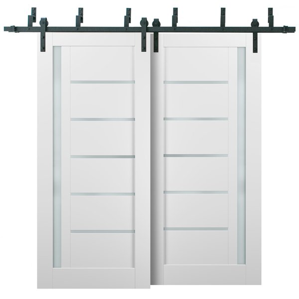 Sartodoors Barn Bypass Interior Door, 56" x 96", White QUADRO4088BBB-WS-5696